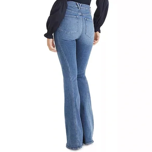 Veronica Beard 26 Sheridan Exaggerated Flare High Rise Bell Bottom Jeans Stitch - Picture 2 of 4